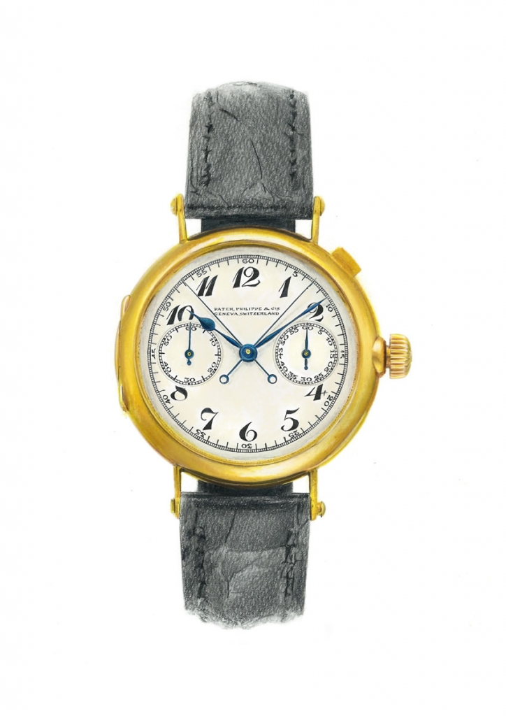 photorealistic painting of a patek philippe wristwatch