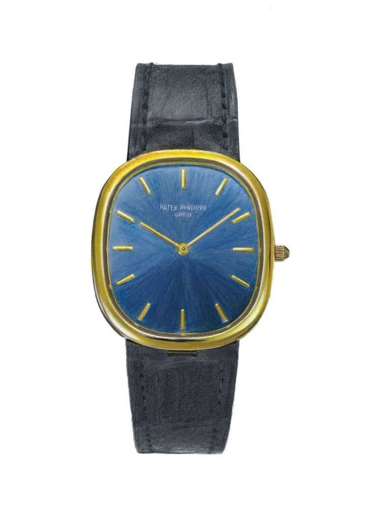 painting of a stylish Patek Philippe wristwatch